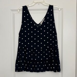 LOFT Navy and White Polka Dot Tank Top